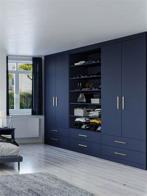 navy blue fitted wardrobes.